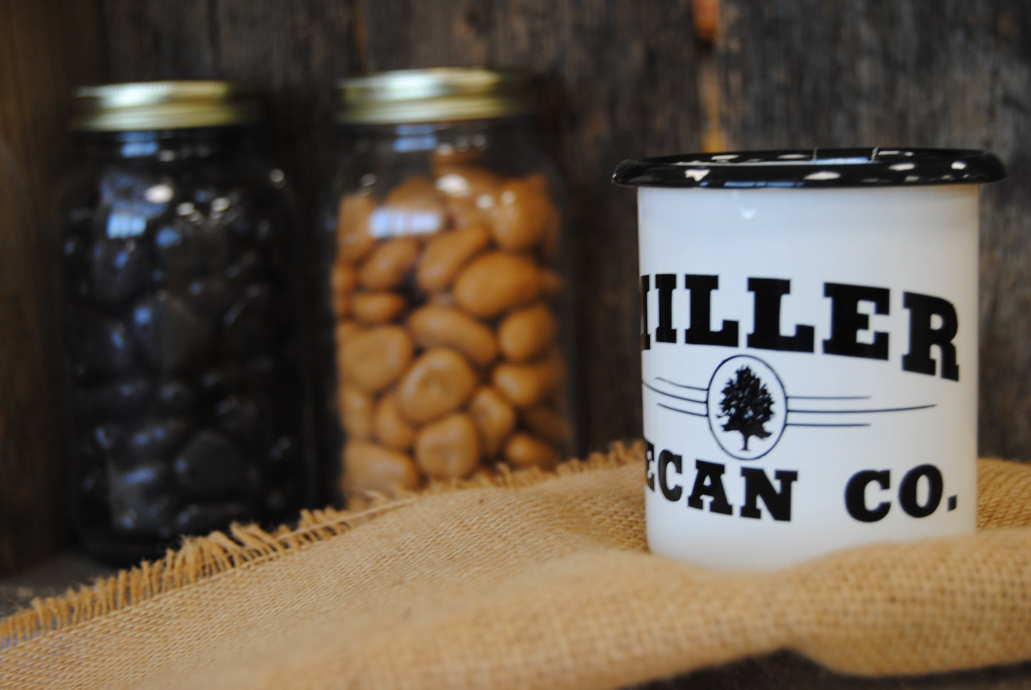 Miller Pecan Co. Enamelware Souvenir Coffee Mug