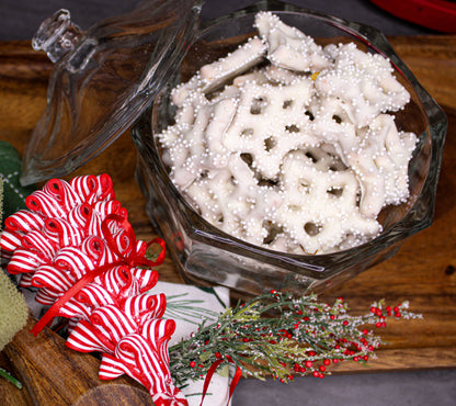 Snowflake Pretzels with Nonpareils