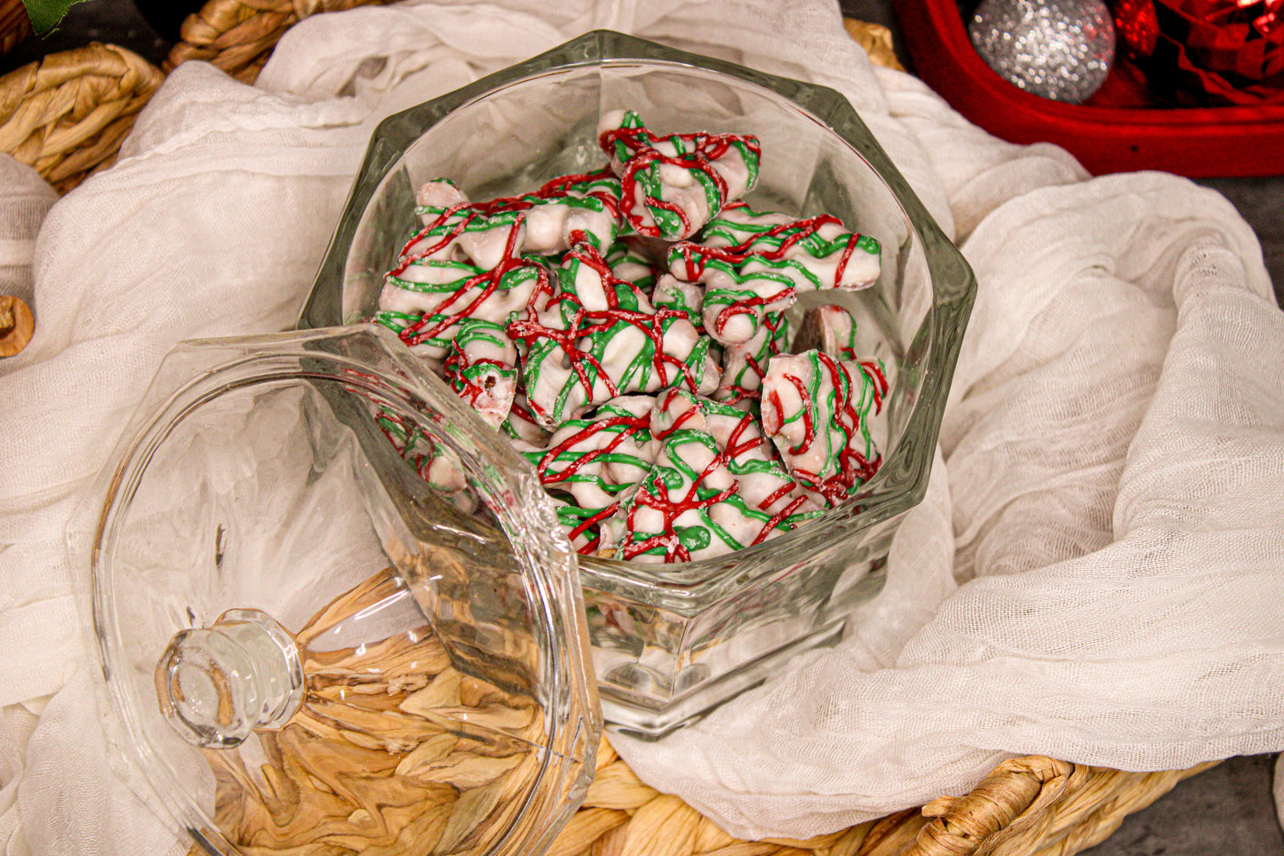Christmas Tree Pretzels w/ Red & Green Drizzle