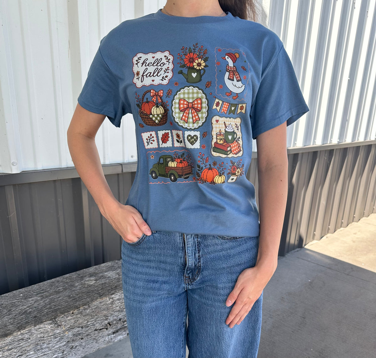 Blue Hello Fall T-Shirt